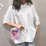 Pink Diamonds Girls Messenger Bag Heart Handbags Shoulder Bag PVC Soft Women