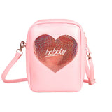 Pink Diamonds Girls Messenger Bag Heart Handbags Shoulder Bag PVC Soft Women