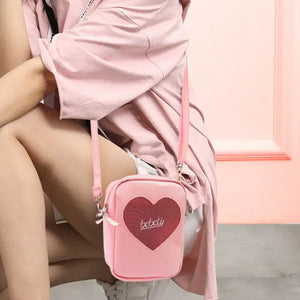 Pink Diamonds Girls Messenger Bag Heart Handbags Shoulder Bag PVC Soft Women