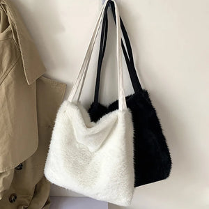 Plush Fur Shoulder Bag Women Solid Tote Christmas Bag