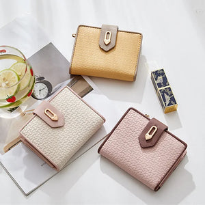 Zip Fastener Contrast Wallet for Women