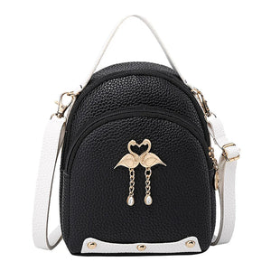PU Leather Backpack Ladies Girl Small Shoulder Bag Women Style Backpack Solid Mi