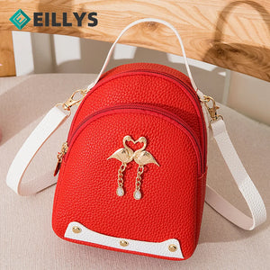 PU Leather Backpack Ladies Girl Small Shoulder Bag Women Style Backpack Solid Mi