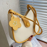 Versatile Contrast Messenger Bag One Shoulder Bucket Bag