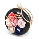 Roundness Clutch Bag Red Purple Lady Flower Wedding Party Purse Female