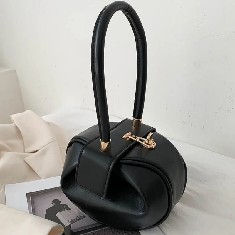 Women's Round Leather Hand Bag