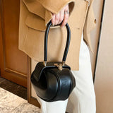 Women's Round Leather Hand Bag