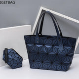 Geometric Quilted Shoulder Bags Set Plain Folding Handbags for Women