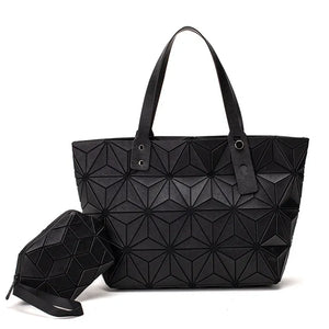 Geometric Quilted Shoulder Bags Set Plain Folding Handbags for Women