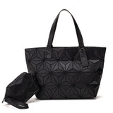 Geometric Quilted Shoulder Bags Set Plain Folding Handbags for Women