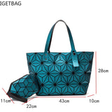 Geometric Quilted Shoulder Bags Set Plain Folding Handbags for Women