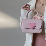 Pink Love Contrast Girl Small Square Bag Hand Chain Messenger Bag