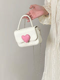 Pink Love Contrast Girl Small Square Bag Hand Chain Messenger Bag