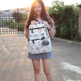 Cat School Backpack for Girls with USB Charging Port