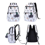 Cat School Backpack for Girls with USB Charging Port