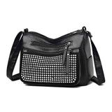 Women's Multi-Pocket Shoulder Bag with Bright Diamonds