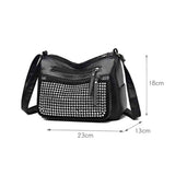 Women's Multi-Pocket Shoulder Bag with Bright Diamonds