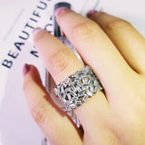 Silver Baguette Cut Eternity Band Ring for Wedding Engagement