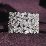Silver Baguette Cut Eternity Band Ring for Wedding Engagement