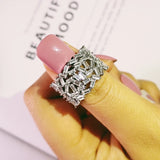 Silver Baguette Cut Eternity Band Ring for Wedding Engagement