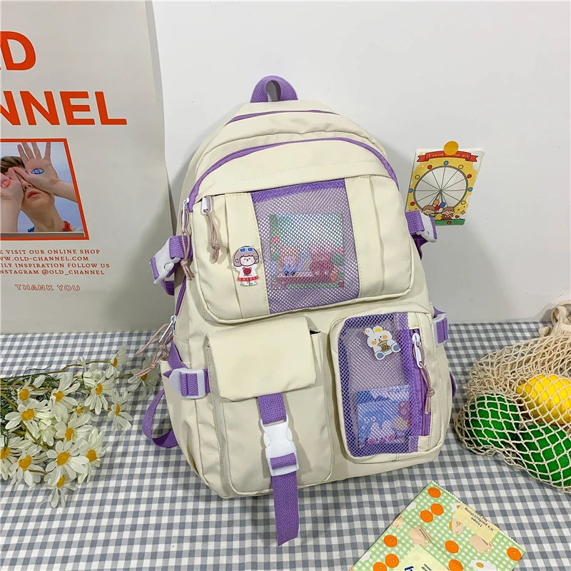 Teenage Girls Waterproof School Bag Casual Lady Bookbag Large Capacity Rucksack