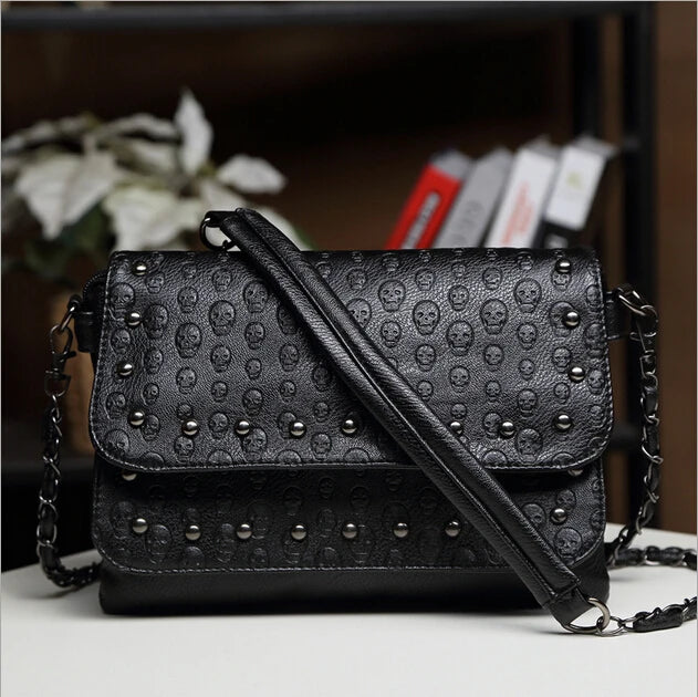Stacy Bag Punk Rivet Shoulder Bag Lady Skull Print Bag