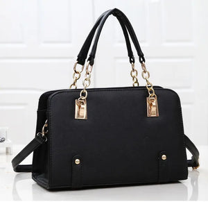 Stacy Leather Handbag with Chains Tote Shoulder Bag