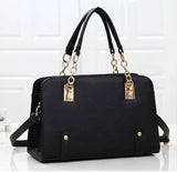 Stacy Leather Handbag with Chains Tote Shoulder Bag
