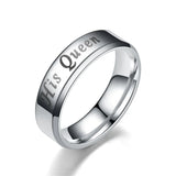 Stainless Steel King Queen Laser Engraved Couple Ring