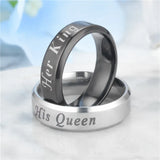 Stainless Steel King Queen Laser Engraved Couple Ring