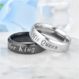 Stainless Steel King Queen Laser Engraved Couple Ring