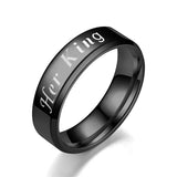 Stainless Steel King Queen Laser Engraved Couple Ring
