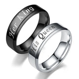 Stainless Steel King Queen Laser Engraved Couple Ring