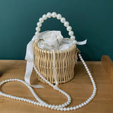 Straw Woven Bucket Tote Crossbody Bag for Women Beach Shoulder Bag