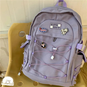 Vintage Women Backpack Large Capacity Waterproof Nylon