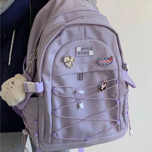 Vintage Women Backpack Large Capacity Waterproof Nylon