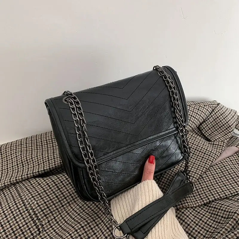 Texture Women's Chain Shoulder Messenger Bag Large Capacity