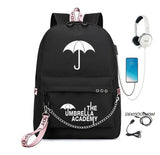 Umbrella Academy Backpack USB Charging Backpacks Female Male Chain Mochila