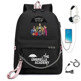 Umbrella Academy Backpack Schoolbag Chain USB Charging