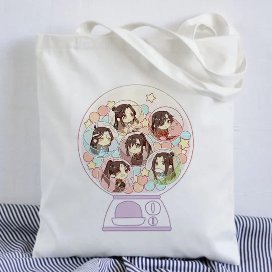 Tian Guan Ci Fu Anime Print Canvas Tote Bag Female Shopper Book Bags