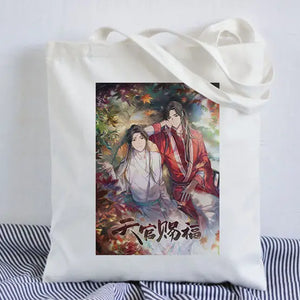 Tian Guan Ci Fu Anime Print Shopper Bags Canvas Large Capacity Handbag