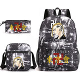 Tokyo Revengers Printed Backpack Canvas School Bag 3 Pieces Set