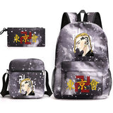 Tokyo Revengers Printed Backpack Canvas School Bag 3 Pieces Set