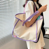 Women's Canvas Tote Bag Large Capacity One Shoulder Shopping Bag