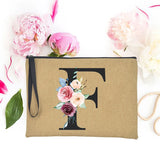 Custom Flower Initial Summer Bag Bachelorette Clutch Organizer Case