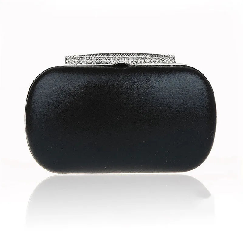 Velvet Crystal Silk Evening Bag Clutch Black/Red Tote Handbag