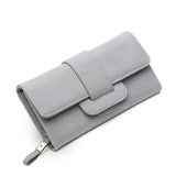 Matte Leather Wallet with Drawband Buckle for Women