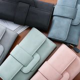 Matte Leather Wallet with Drawband Buckle for Women
