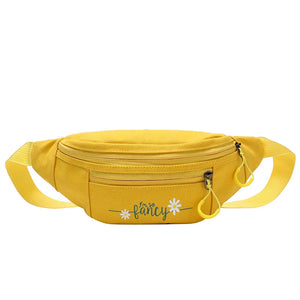 Yellow Mini Messenger Bag Canvas Fanny Pack Street Money Bag