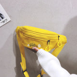 Yellow Mini Messenger Bag Canvas Fanny Pack Street Money Bag